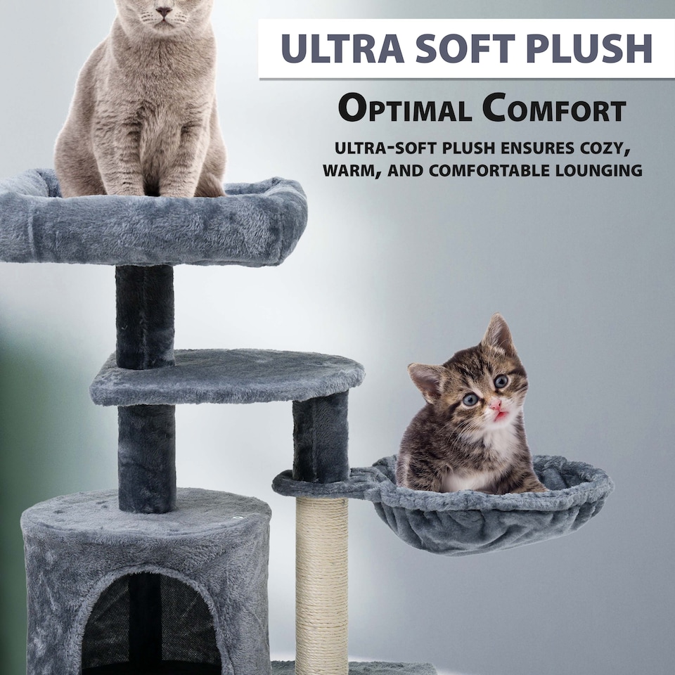 image 1 of Cat Tree Scratching Post Large Multilevel Climbing Tower Activity Centre, Grey