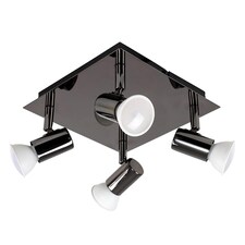 ValueLights 4 Way Black Spotlight and Cool White Bulbs