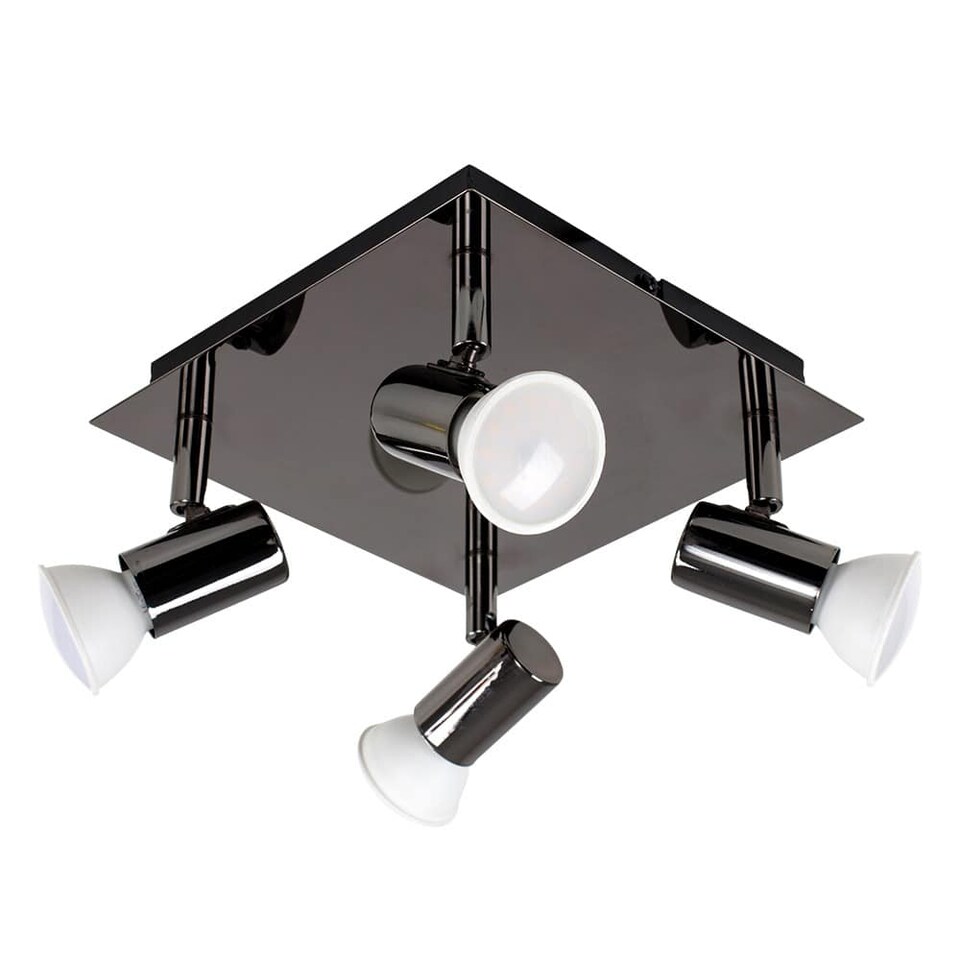 image 1 of ValueLights 4 Way Black Spotlight and Cool White Bulbs