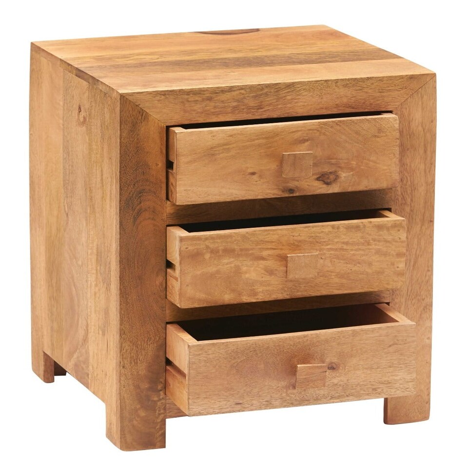 image 1 of Kaylin Light Mango 3 Drawer Bedside Cabinet Brown