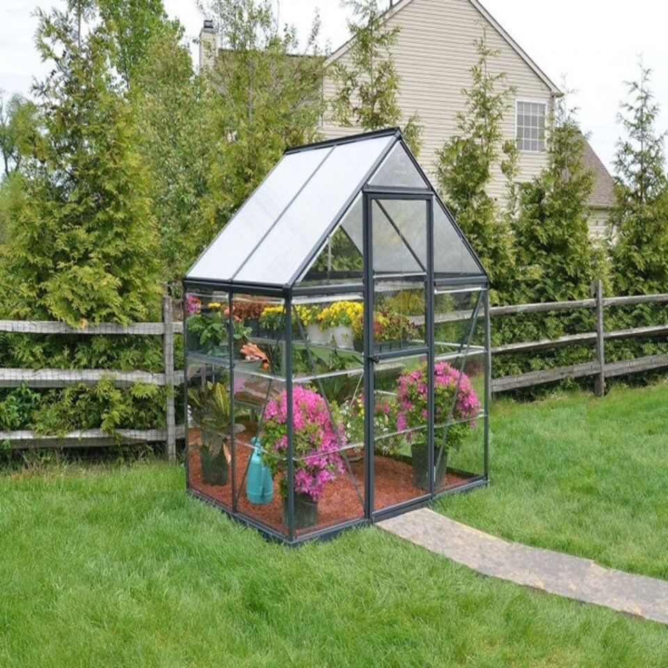 image 1 of Greenhouse Hybrid 6 x 4 - Polycarbonate - L126 x W185 x H208 cm - Grey