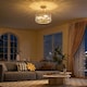 image 2 of HOMCOM Semi Flush Mount Modern Crystal Chandelier Ceiling Light