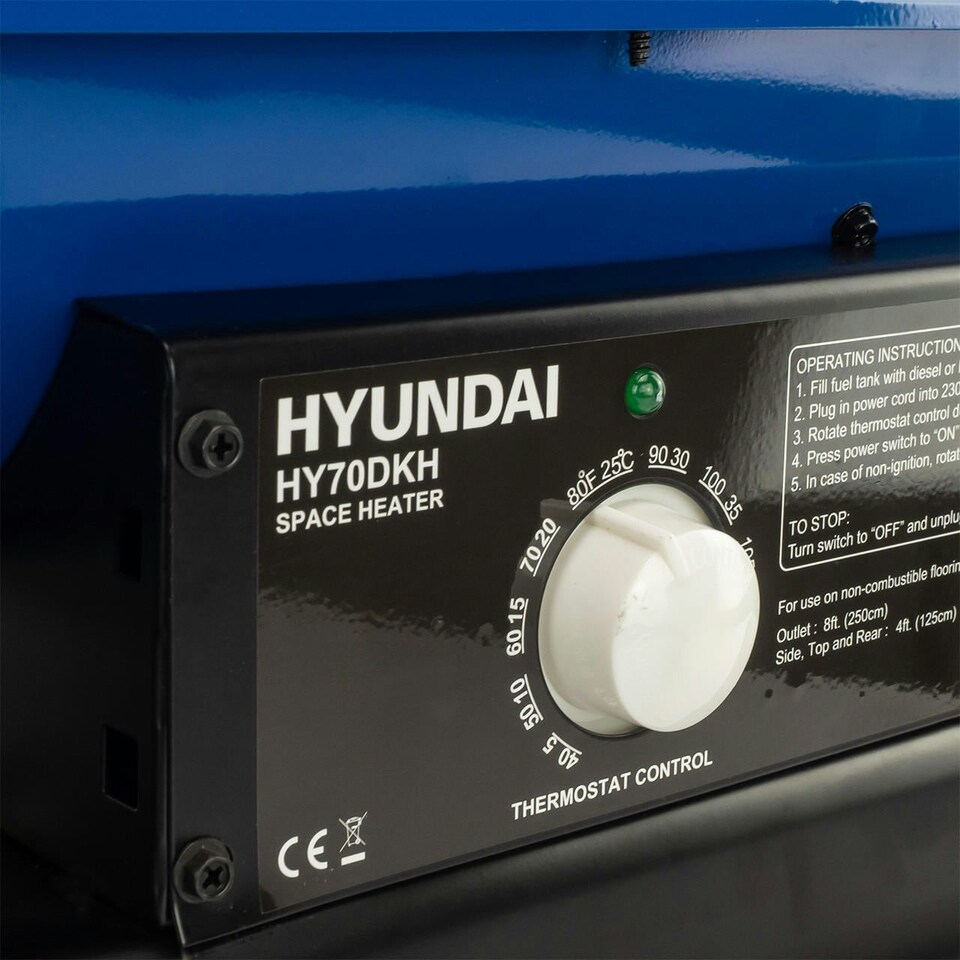 image 1 of Hyundai 70,000BTU / 20kW Diesel or Kerosene Space Heater, 496m3 Coverage, Thermostat | HY70DKH