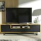 image 3 of TV Unit 200cm Oak Body with Black Doors and Drawer on Metal Base Multi | Oak & Black