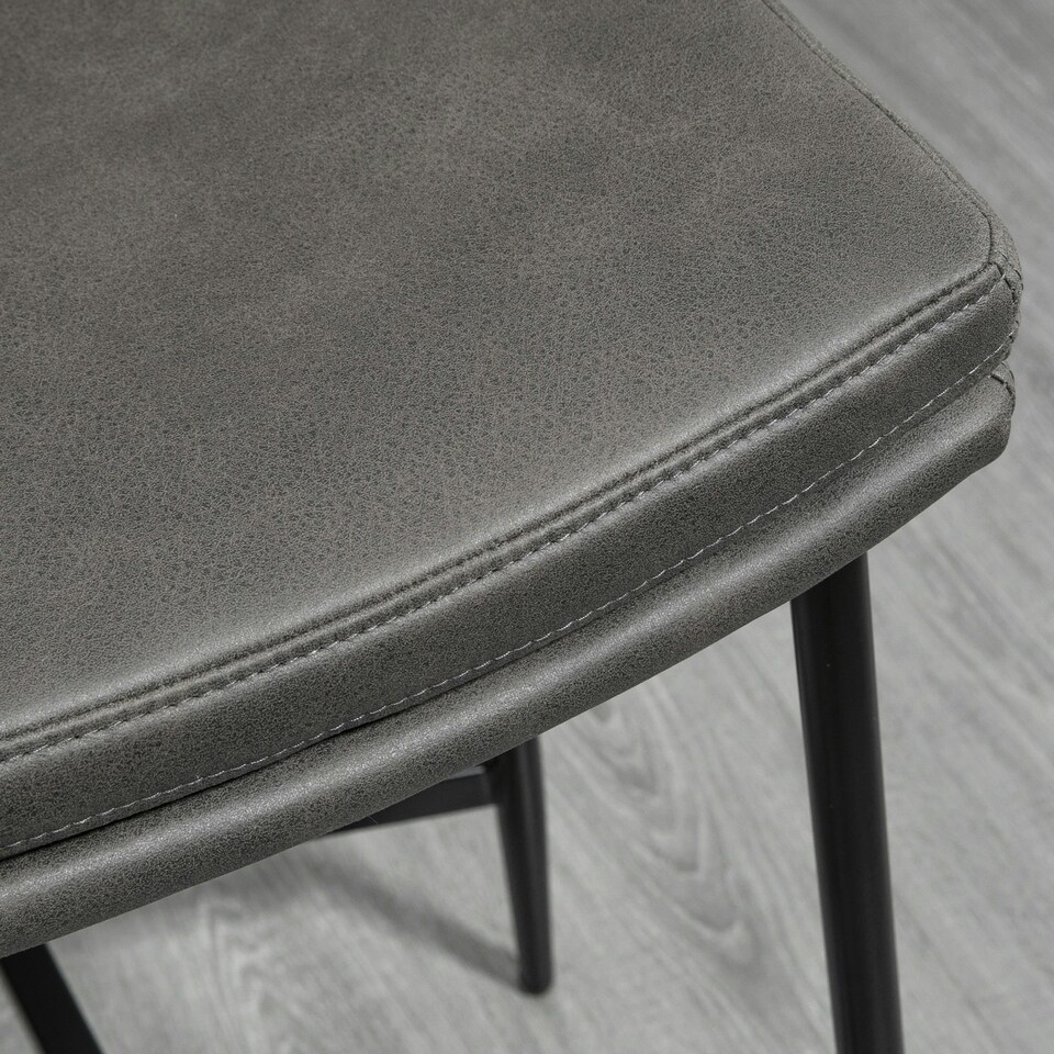 image 1 of HOMCOM Breakfast Bar Stools Set of 2 Upholstered Barstools w/ Curved Seat Grey