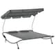 image 2 of Outsunny Double Sun Lounger with Adjustable Detachable Canopy, Portable Garden Daybed for 2 with Wheels, Outdoor Sunbed Hammock with 2 Pillows, 220 KG Max. Load, Grey