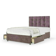 Mauve Naples Velvet 2 Drawer Divan Base and Pearl Headboard Single