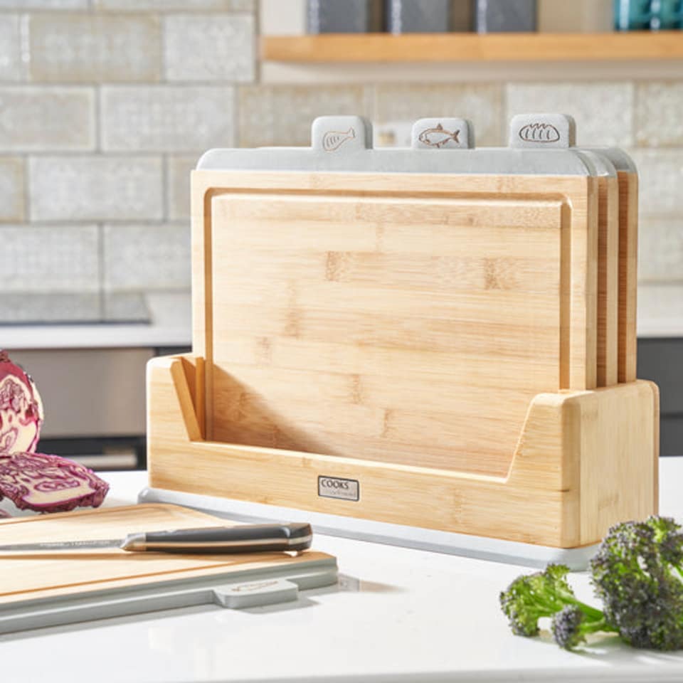 image 1 of Cooks Professional Index Chopping Board Set | Brown | Grey