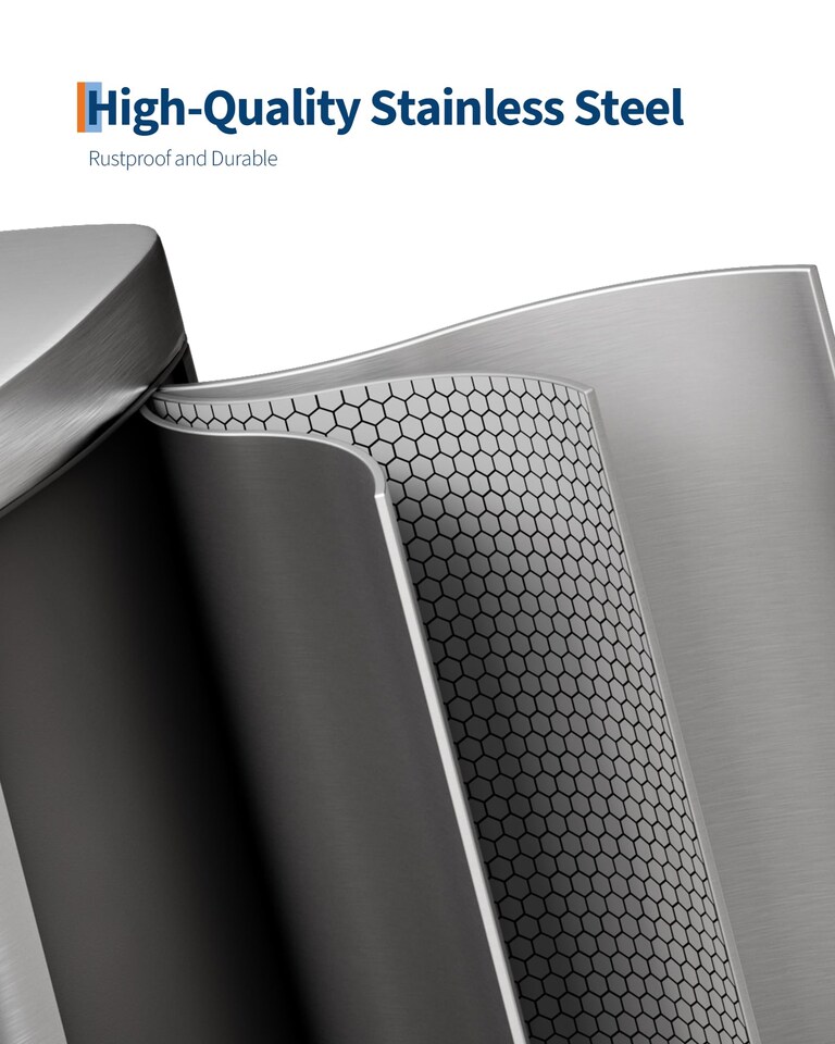 image 1 of London Boutique 50L Stainless Steel Pedal Bin Kitchen Trash Can w/ Removable Inner Bucket - Silver
