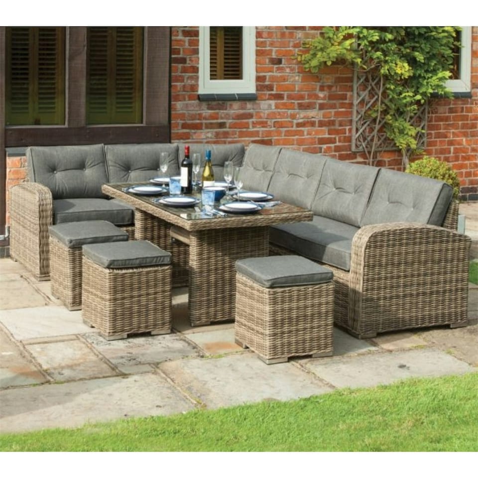 image 1 of 12 Seater Natural Weave Corner Dining Set