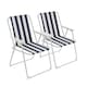 image 1 of Harbour Housewares Folding Metal Beach Chairs - Blue Stripe - Pack of 2 | Blue | Blue