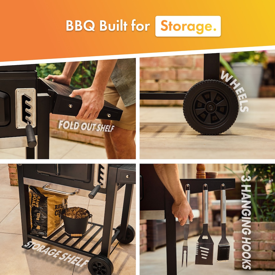 image 1 of VonHaus Charcoal BBQ XL Portable Barbecue with 1 Shelf