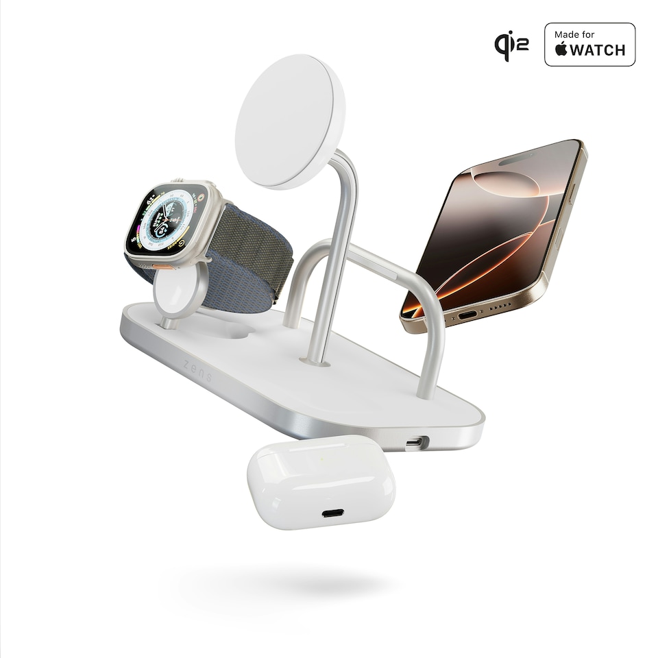 image 1 of Zens 4-in-1 Wireless Charger (incl. Wall Charger) - white