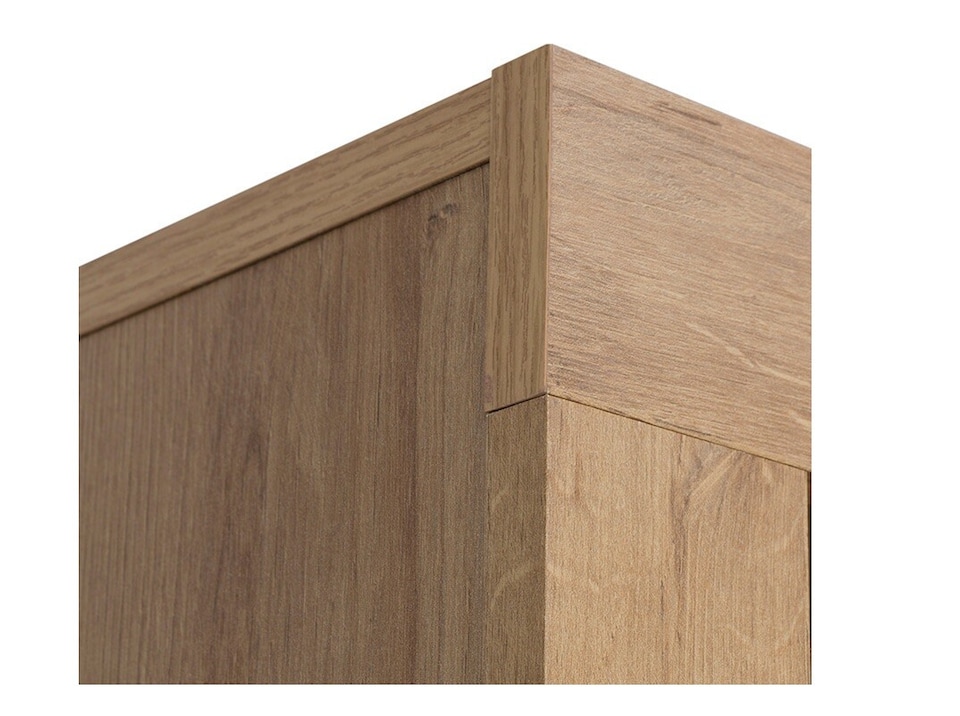 image 1 of Compact Storage Sideboard 4 Door Cabinet Cupboard White Gloss Oak Effect Balder