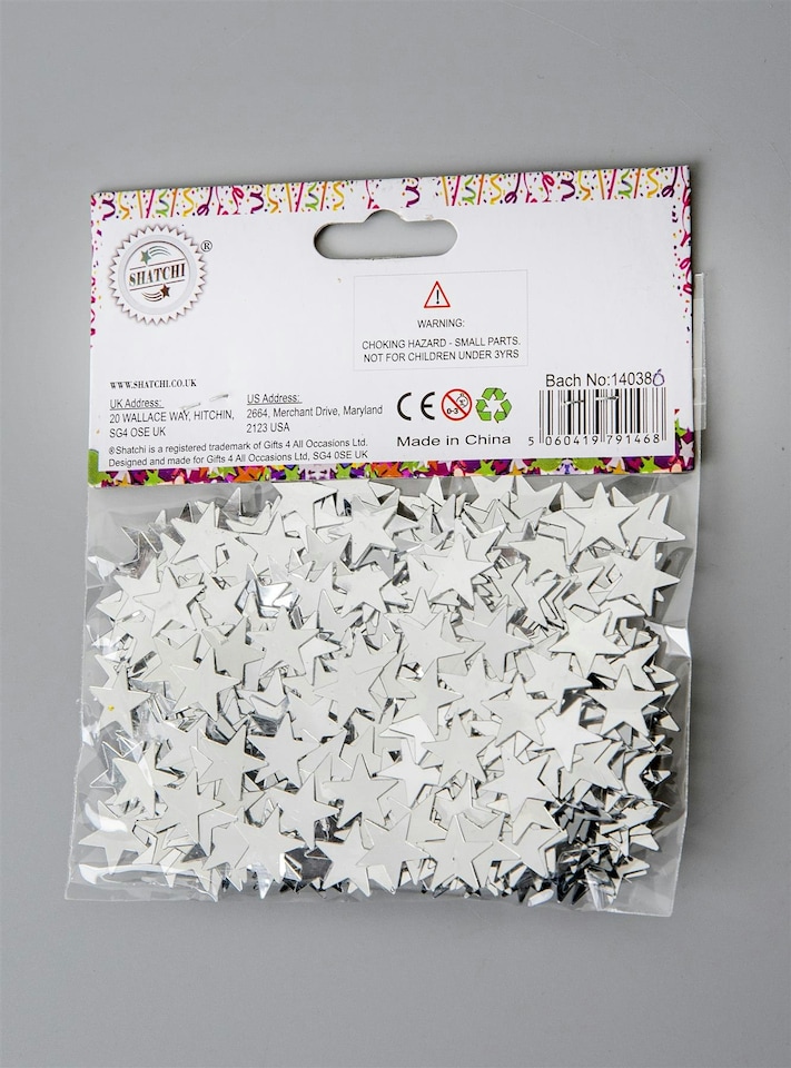 image 1 of 3 Packs of 14g Silver Star Confetti