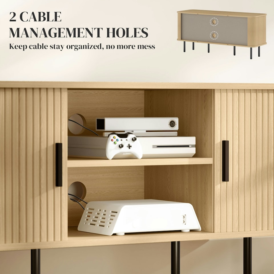 image 1 of HOMCOM TV Unit for Living Room, TV Stand, Oak Tone