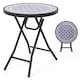 image 1 of COSTWAY Folding Glass Table Portable Patio Coffee Table w/Footpads-Grey