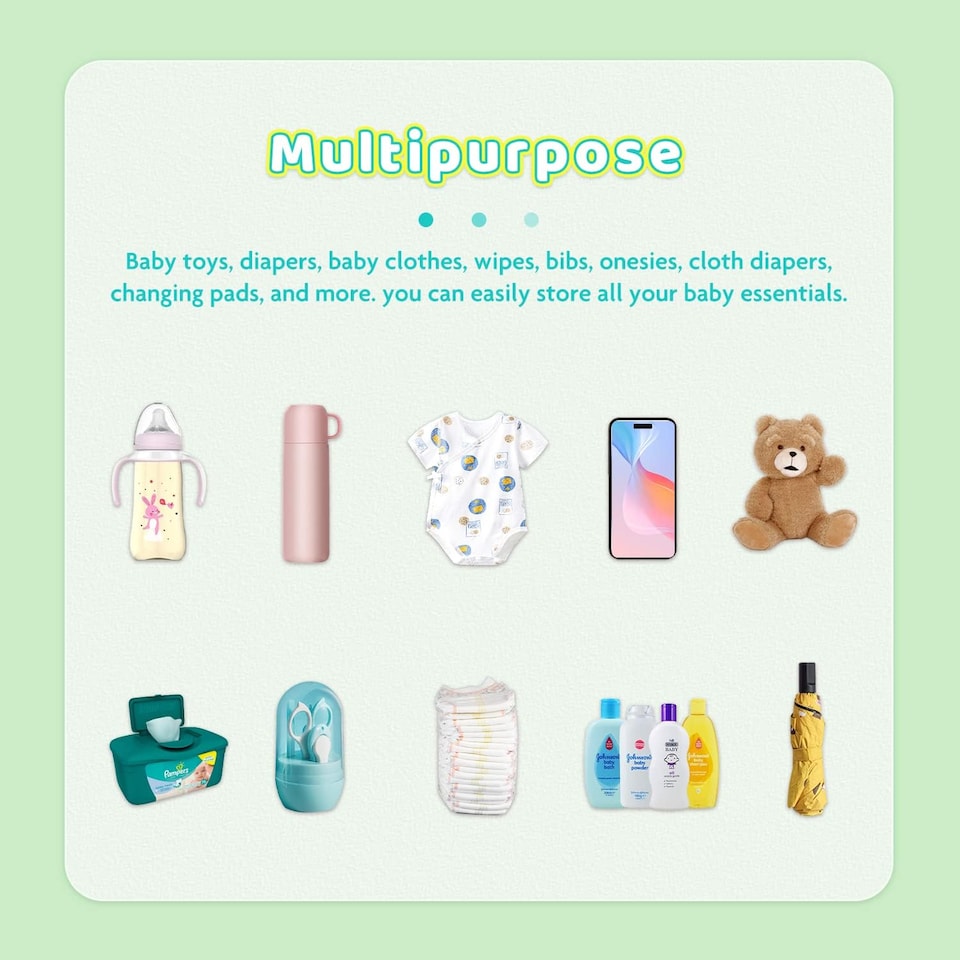 image 1 of Alivio Foldable Baby Storage Organizer Caddy Bag (Grey) | Grey | 1