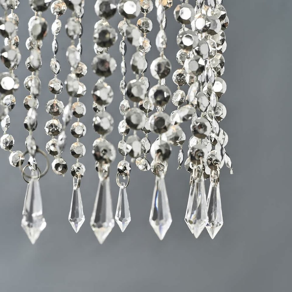 image 1 of ValueLights Modern Chrome Acrylic Bead Effect Silver Ceiling Shade | Chrome