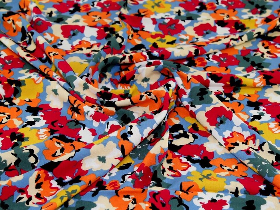 Multicoloured Viscose Challis Fabric for Dressmaking, 140cm / 55" Wide - per metre