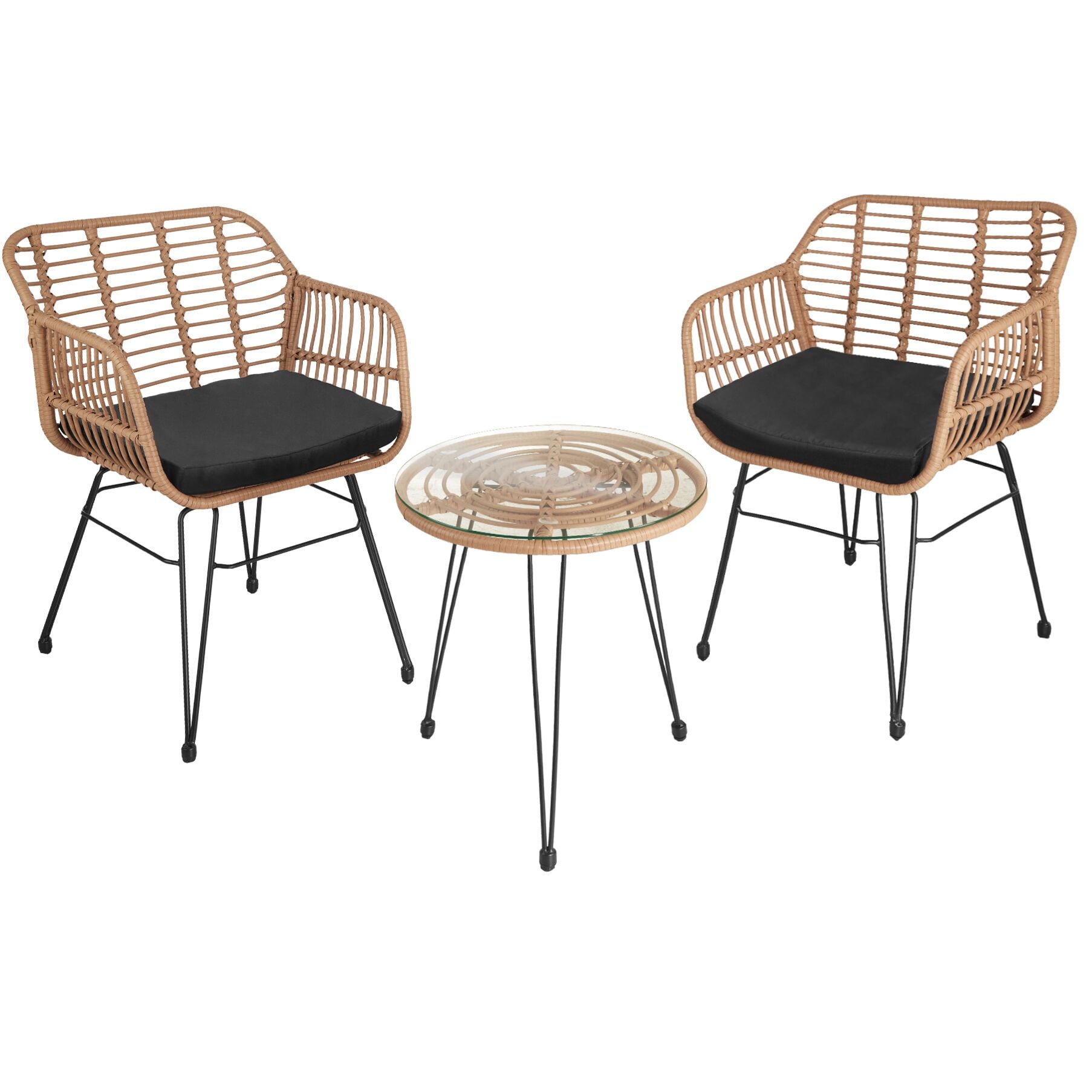 Garden Table and Chairs Molfetta - 2 person bistro set, weather and UV-resistant | Cream | nature | 64,50 x 58 x 86,50 cm | 1