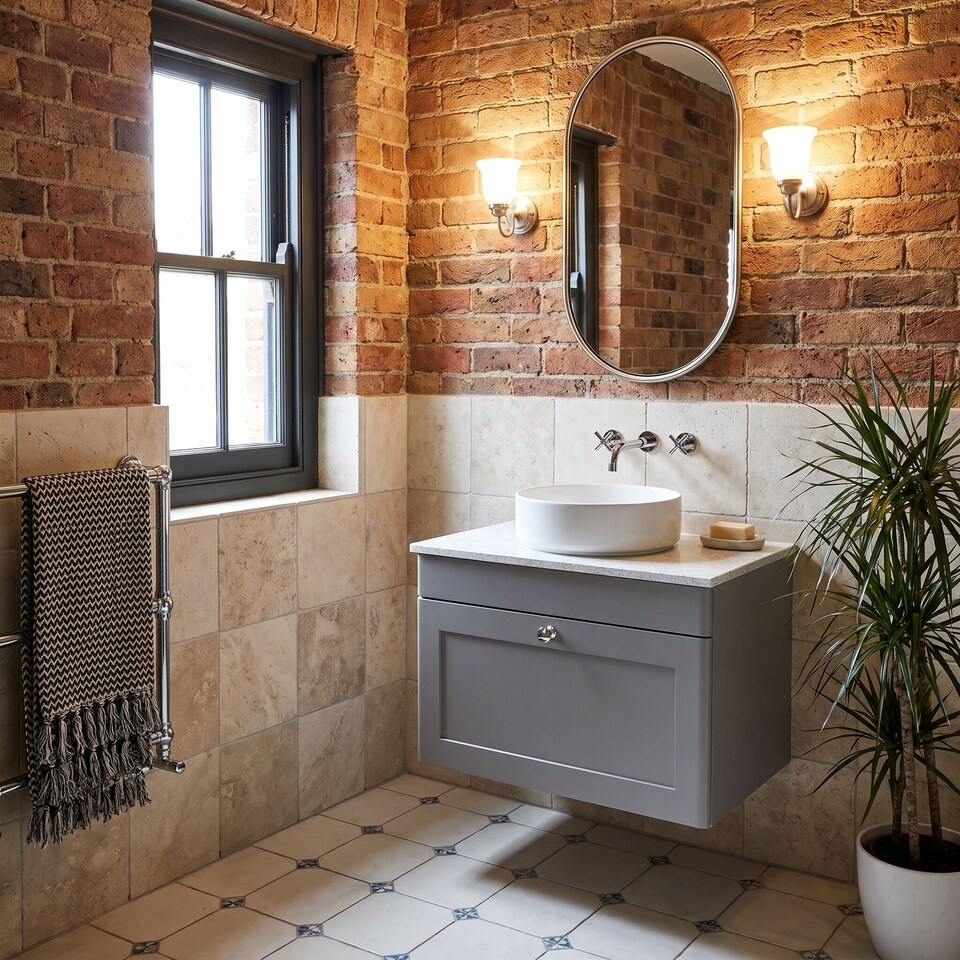 image 1 of Balterley Swynnerton Traditional 1 Drawer Wall Hung Vanity Unit with Marble Top, Satin Grey, 600mm