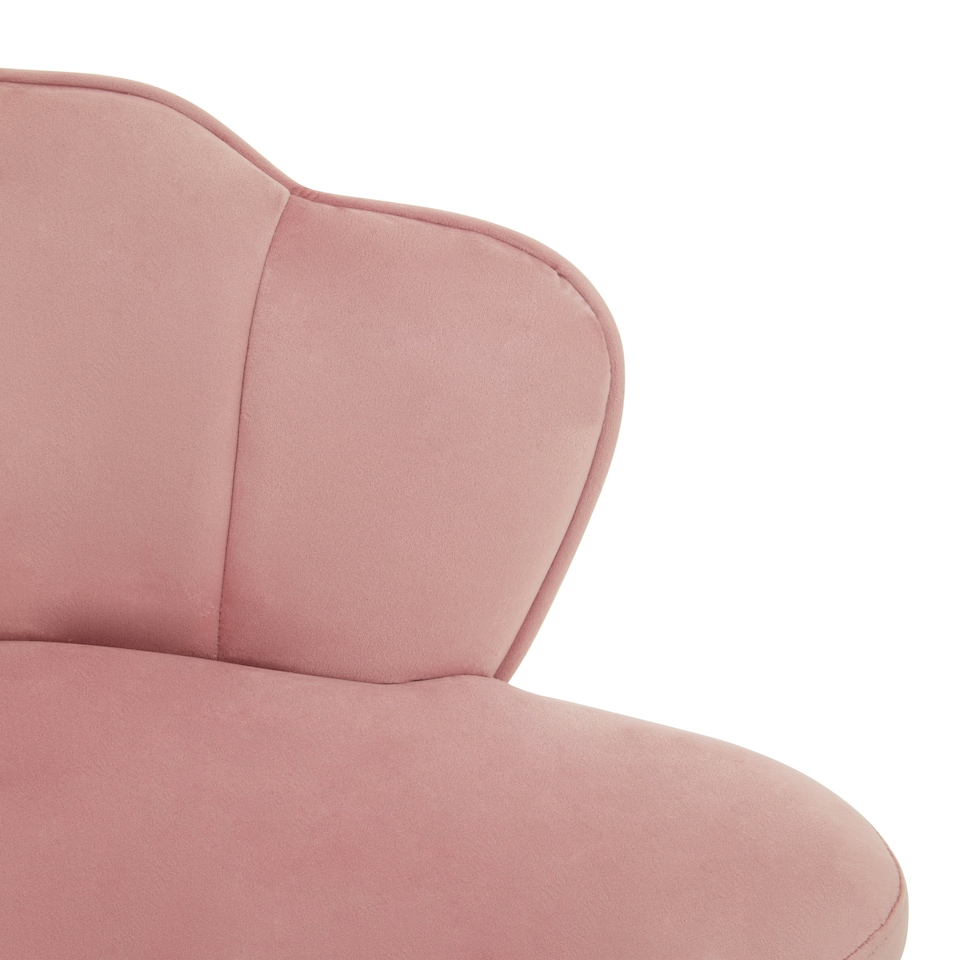 image 1 of Interiors by Premier Pink Velvet Dining Chair, Durable & Adjustable Velvet Office Chair, Backrest Pink Accent Chair with Chrome Legs