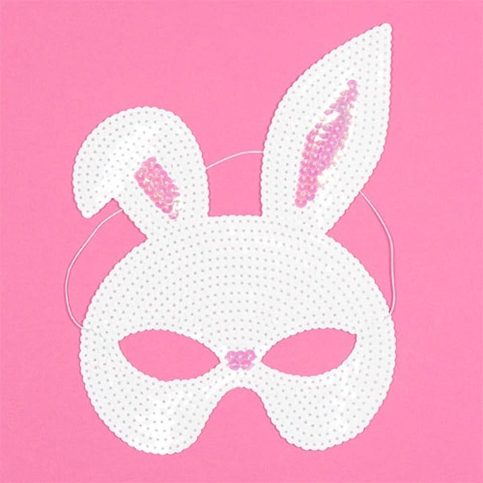 Easter Bunny Rabbit White Sequin Face Mask