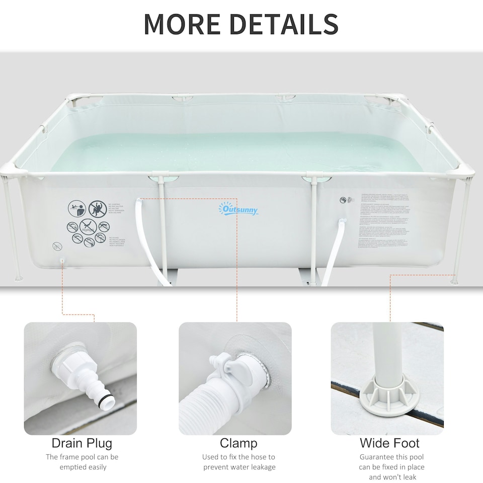 image 1 of Outsunny Steel Frame Swimming Pool w/ Filter Pump and Reinforced Sidewalls, Grey