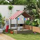 image 2 of Outsunny Sand Pit with Canopy, Blackboard, Toys, Sink, Seats, Flags for Kids