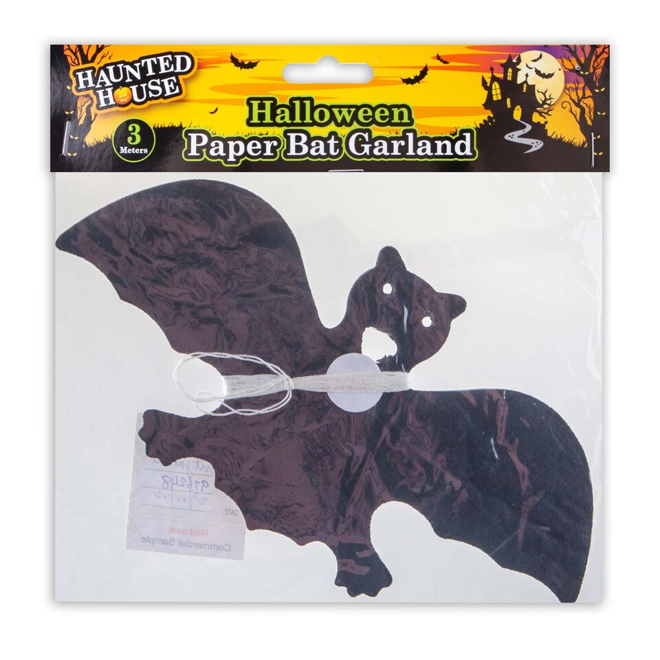 image 1 of VFM e-Store Halloween Bat Hanging Decoration Paper 3m - Indoor Party Decor