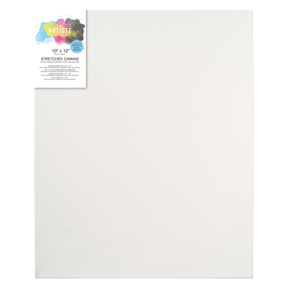 image 1 of Artiste Stretched Canvas, Triple Primed, Wooden Frame, White, 10x12", 380gsm