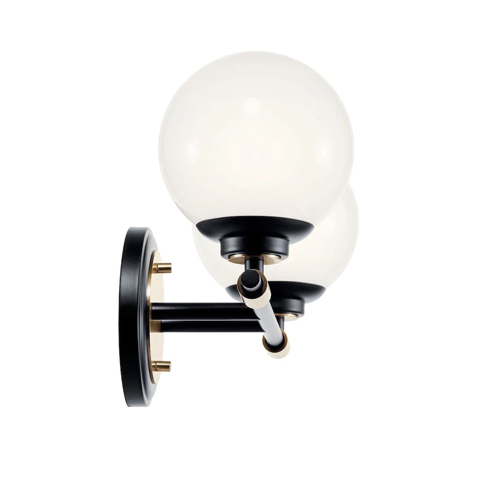 image 1 of Kichler Benno Bathroom Wall Lamp Contemporary Black, Champagne Bronze 3000K IP44 2x G9