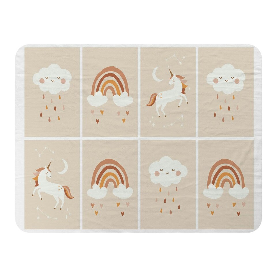 image 1 of Scandinavian Style Kids Room Decoration. Cute Hand Drawn Unicorn, Rainbow and Cloud (Blanket)