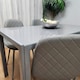 image 5 of Glass Dining table and 4 grey leather chairs  Grey Glass Table And 4 Chairs kitchen dining room furniture Grey