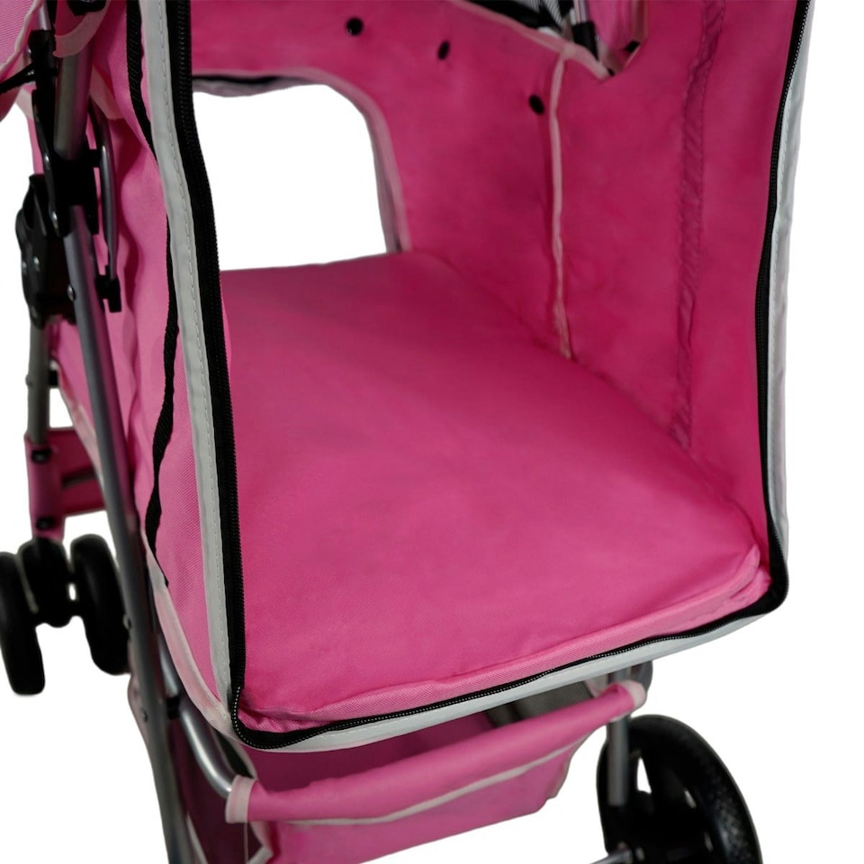 image 1 of Pet Stroller with Rain Cover – Pink One Size
