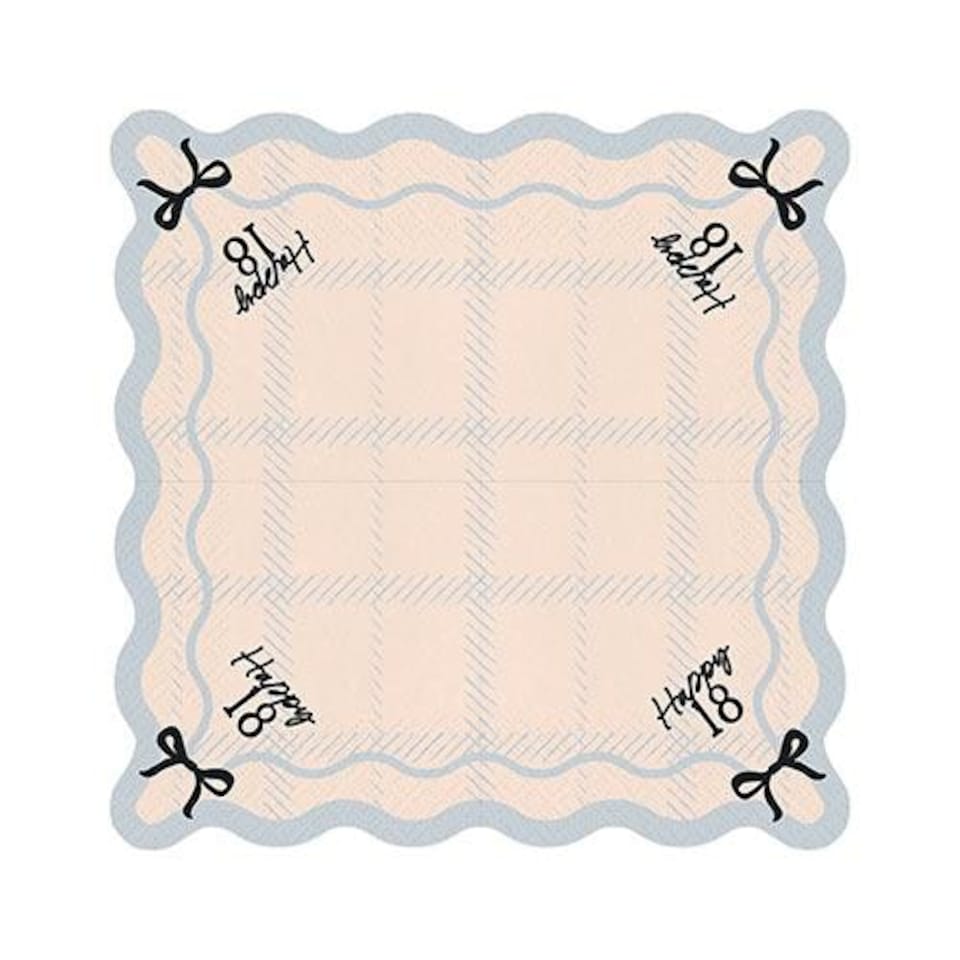 image 1 of Happy 18th Birthday Black Bow Cream Elegant Milestone Paper Luncheon Napkins 2 Ply 33cm - Pack of 12 Black