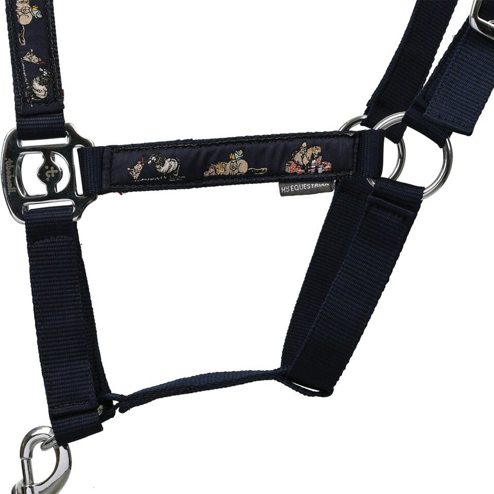 image 1 of Thelwell Practice Makes Perfect Horse Headcollar and Leadrope - Navy/Red - Small Pony