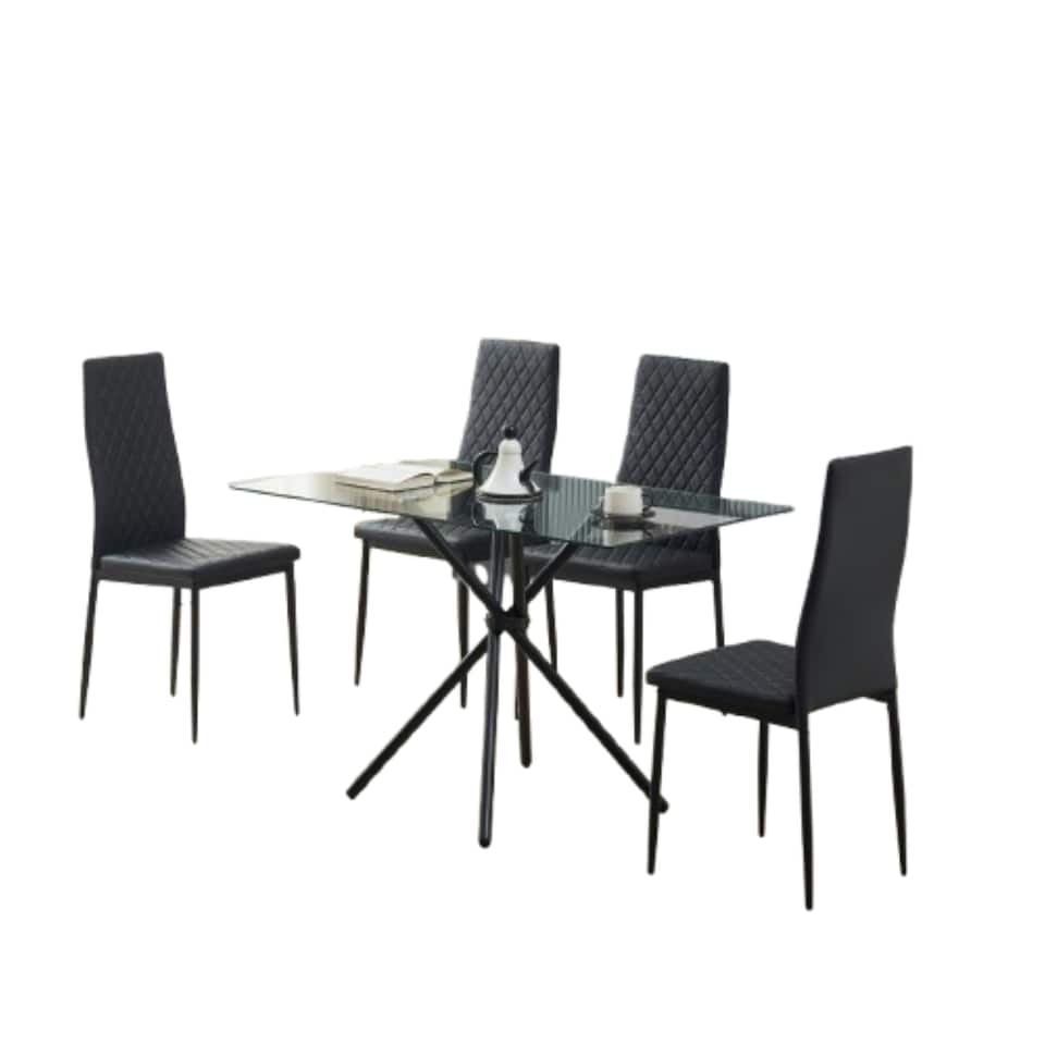image 1 of Miami Dining Table with 4 Emily Leather Chairs Pink