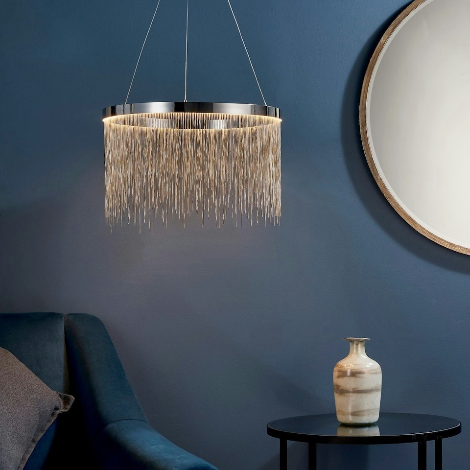 image 1 of Zelma LED 1 Light Pendant Chrome, Silver Chain
