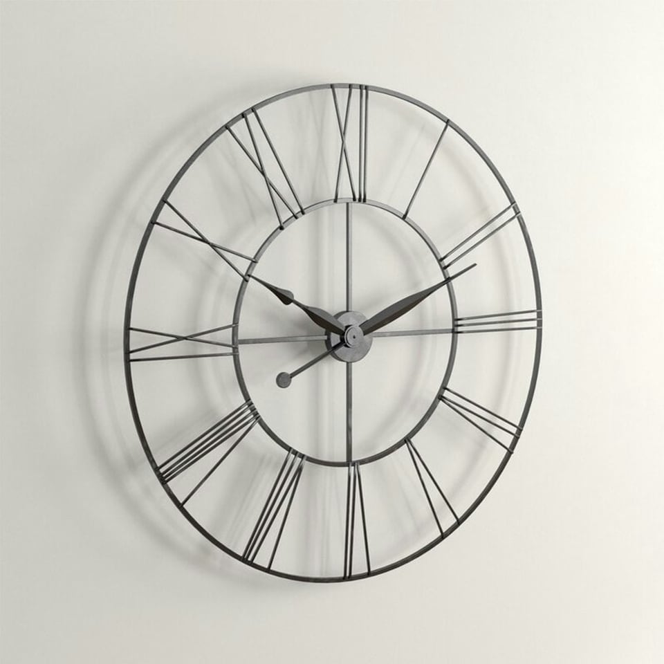 image 1 of Living and Home Vintage Cut-Out Metal Wall Clock - Dark Grey