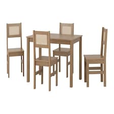 Santana 1+4 Dining Set - Light Oak/Rattan Effect Brown
