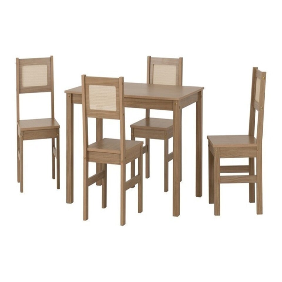 image 1 of Santana 1+4 Dining Set - Light Oak/Rattan Effect Brown