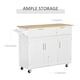 image 3 of HOMCOM Kitchen Island Utility Cart, with 2 Storage Drawers & Cabinets for Dining Room, White