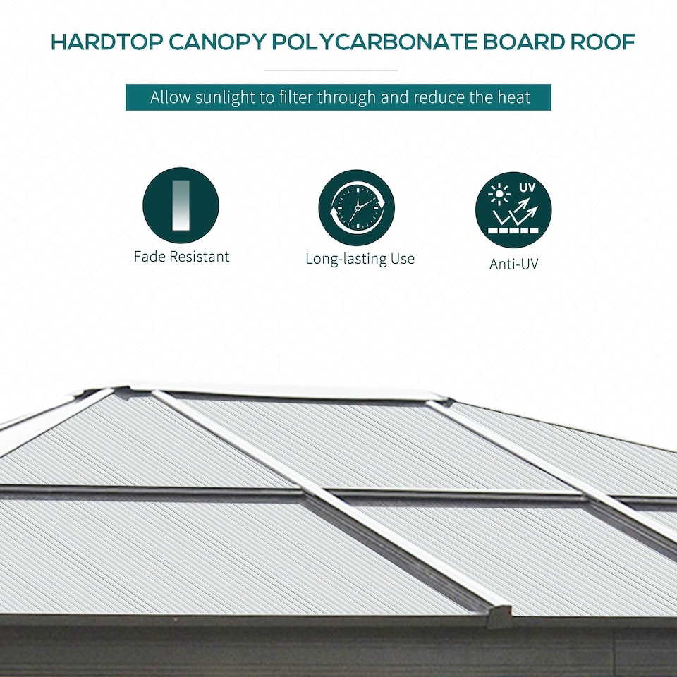 image 1 of Outsunny 3 x 3.6m Hardtop Gazebo Canopy with Mosquito Netting and Curtains