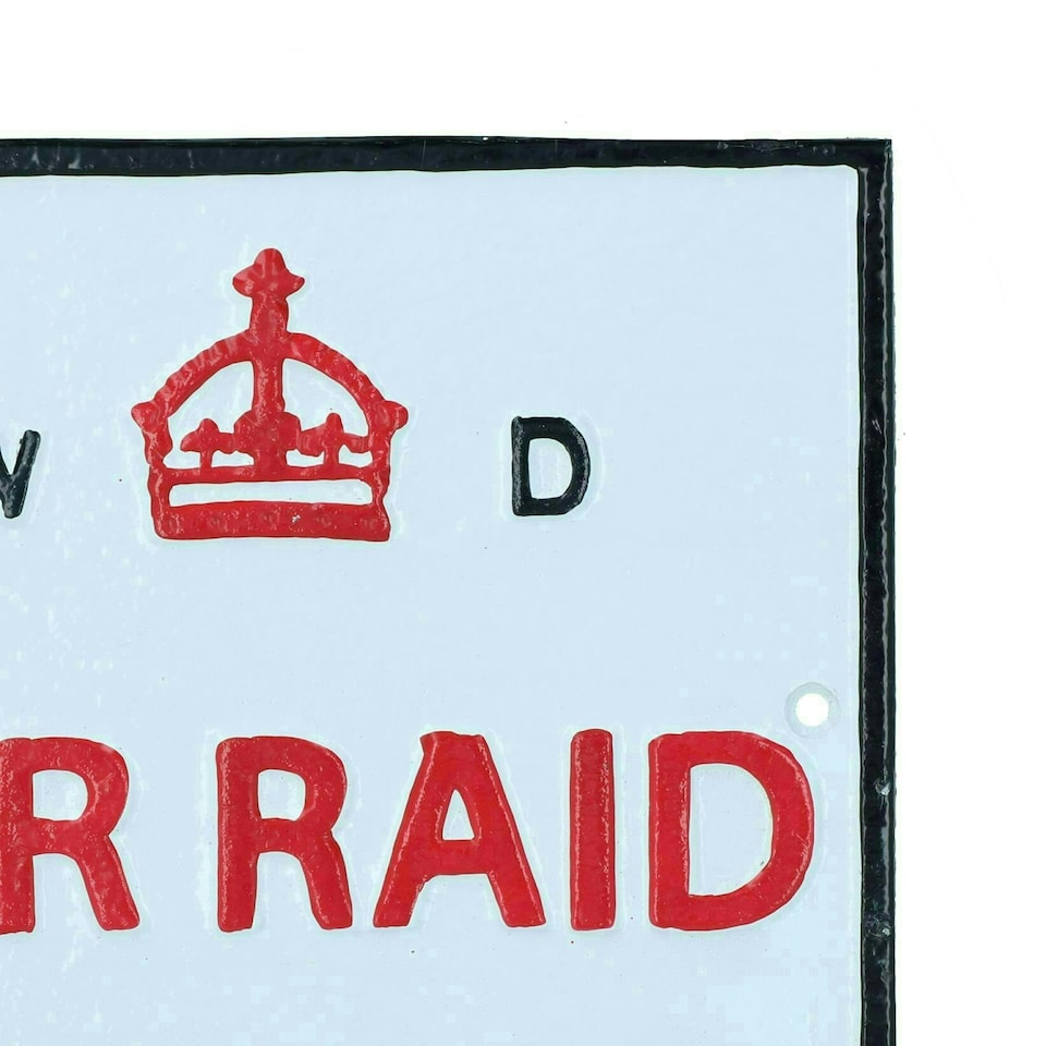 image 1 of Air Raid Shelter Cast Iron Sign Plaque Door Wall House Fence Gate Garden Yard