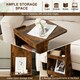 image 7 of COSTWAY C-Shaped End Table Mobile Sofa Side Table Brown