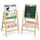 image 1 of COSTWAY 3-in-1 Foldable Kids Easel Kids Wooden Art Easel Double Sided Blackboard Chalks