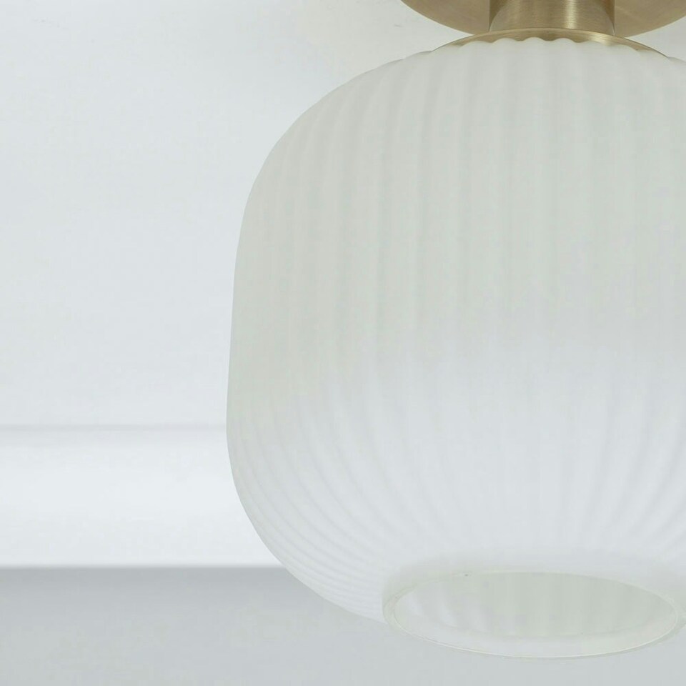image 1 of ValueLights Calpe Frosted Glass Shade Flush Gold Ceiling Light