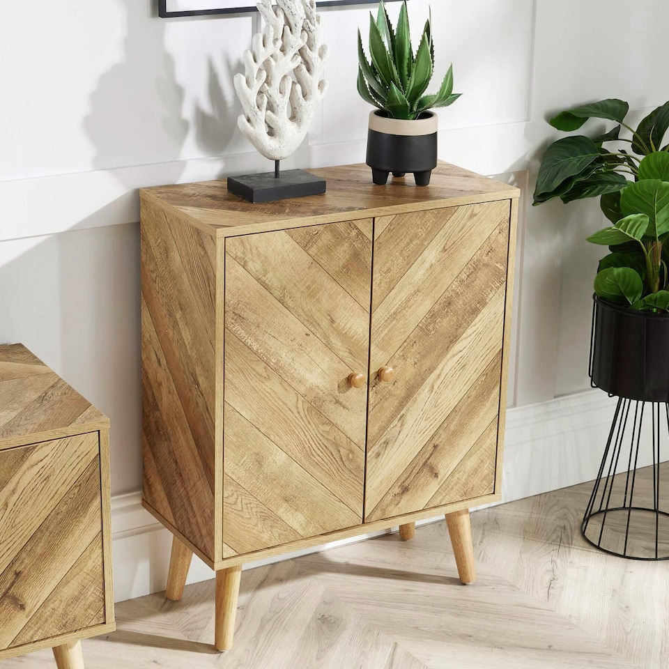 image 1 of Sideboard 2 Doors Natural Storage Cupboard Cabinet Home Living Room Furniture